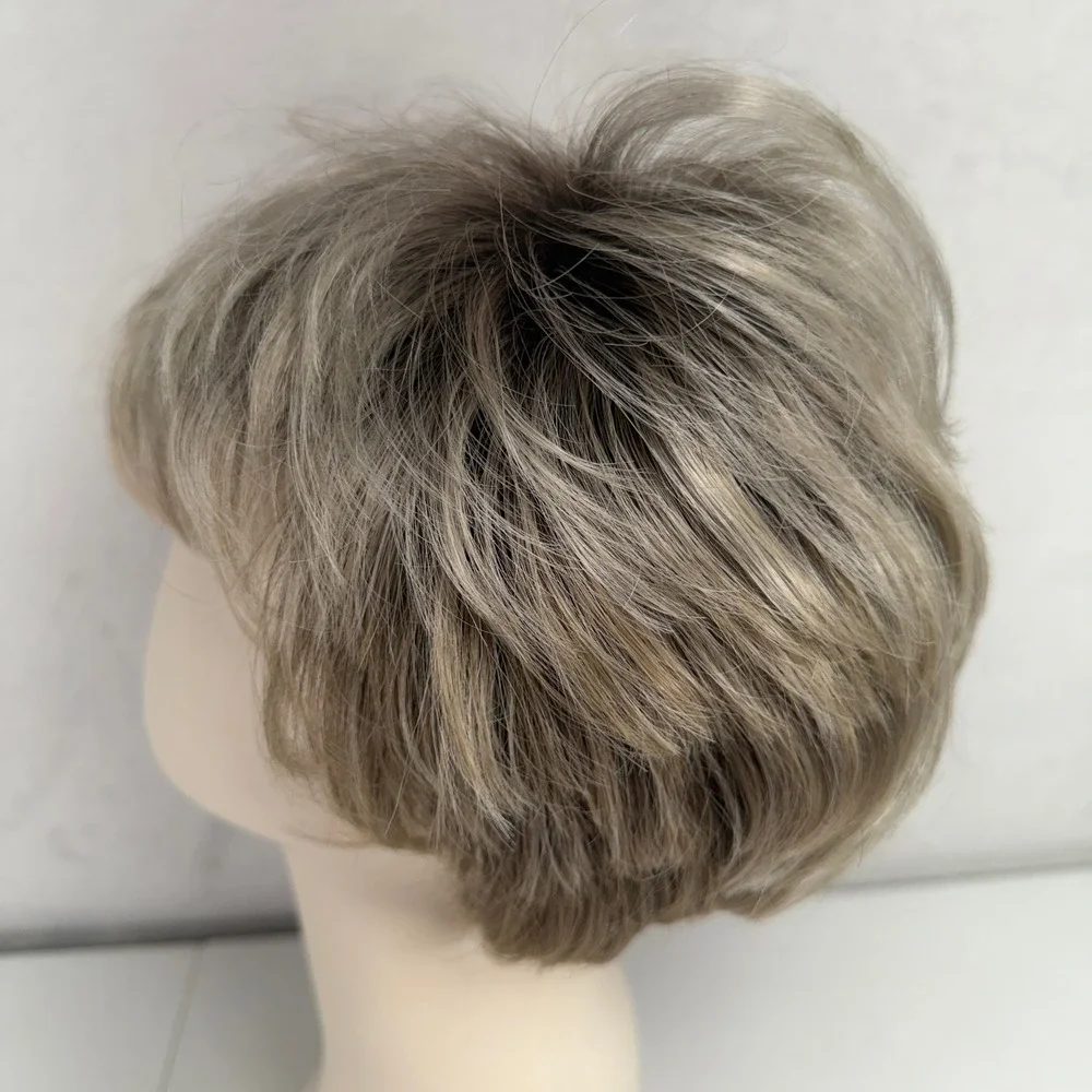 Paula Young AVG Wig Short Layered Pixie Ash Blonde Dark Roots A0304 Synthetic